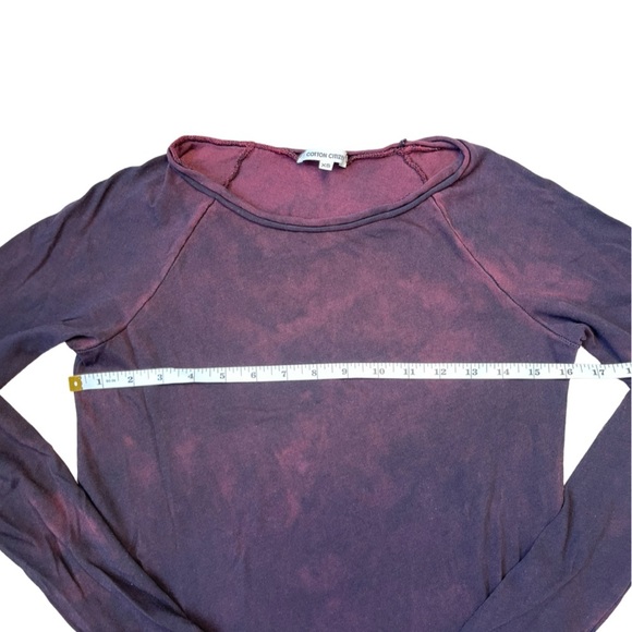 Cotton Citizen Burgundy Tie-Dye Long Sleeve Supima Cotton Tee - Size XS - Picture 5 of 11